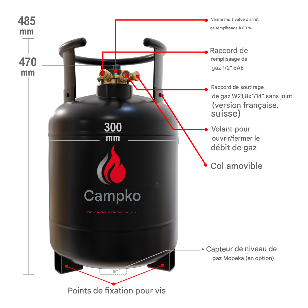 22l campko bouteille de gaz rechargeable description accessoire